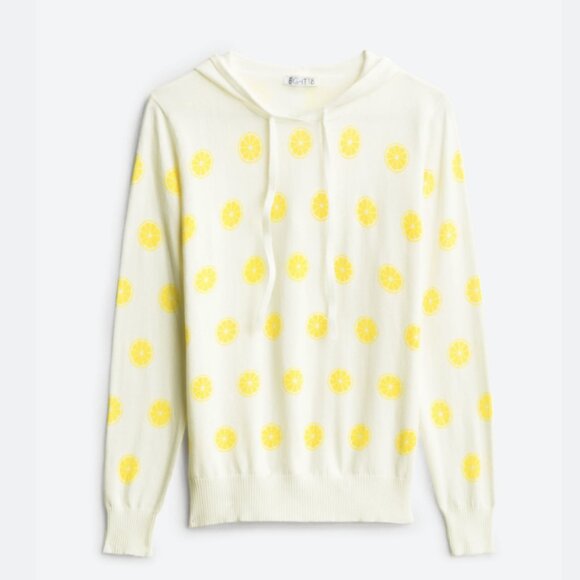 Eight 18 Tops - Eight 18 Laine Hooded Ribbed Pullover with Lemons